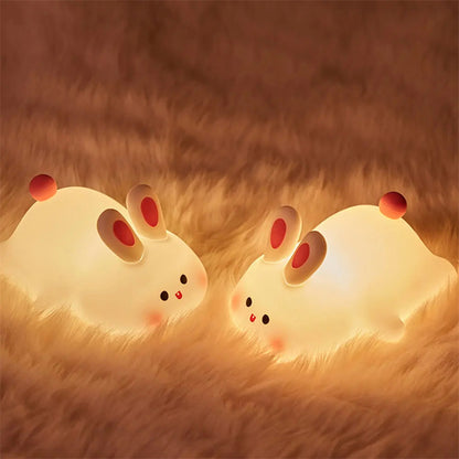 Niedliche Kaninchen-LED-Nachtlampe mit Berührungssensor
