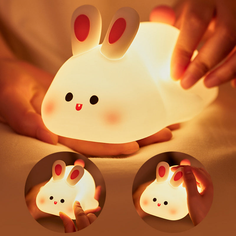 Niedliche Kaninchen-LED-Nachtlampe mit Berührungssensor